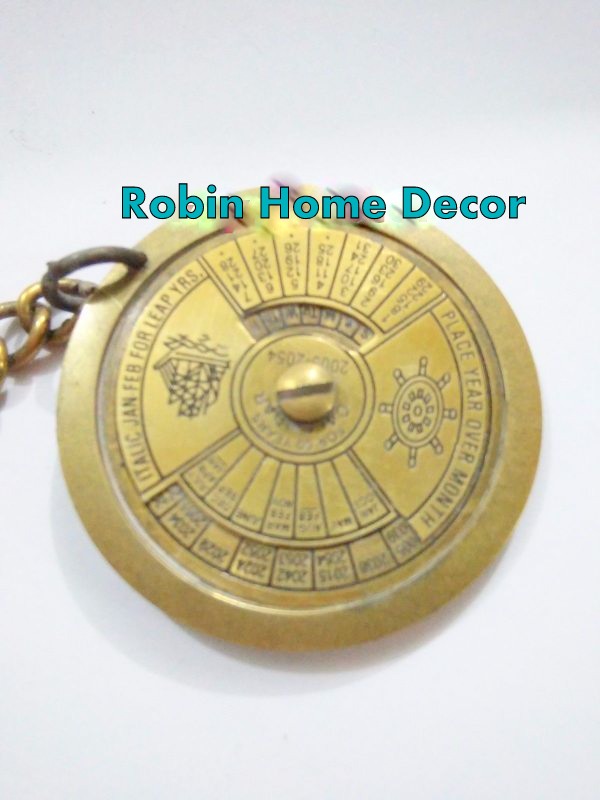 Vintage Antique brass nautical Calender collectible Marine Nautical Key Ring key